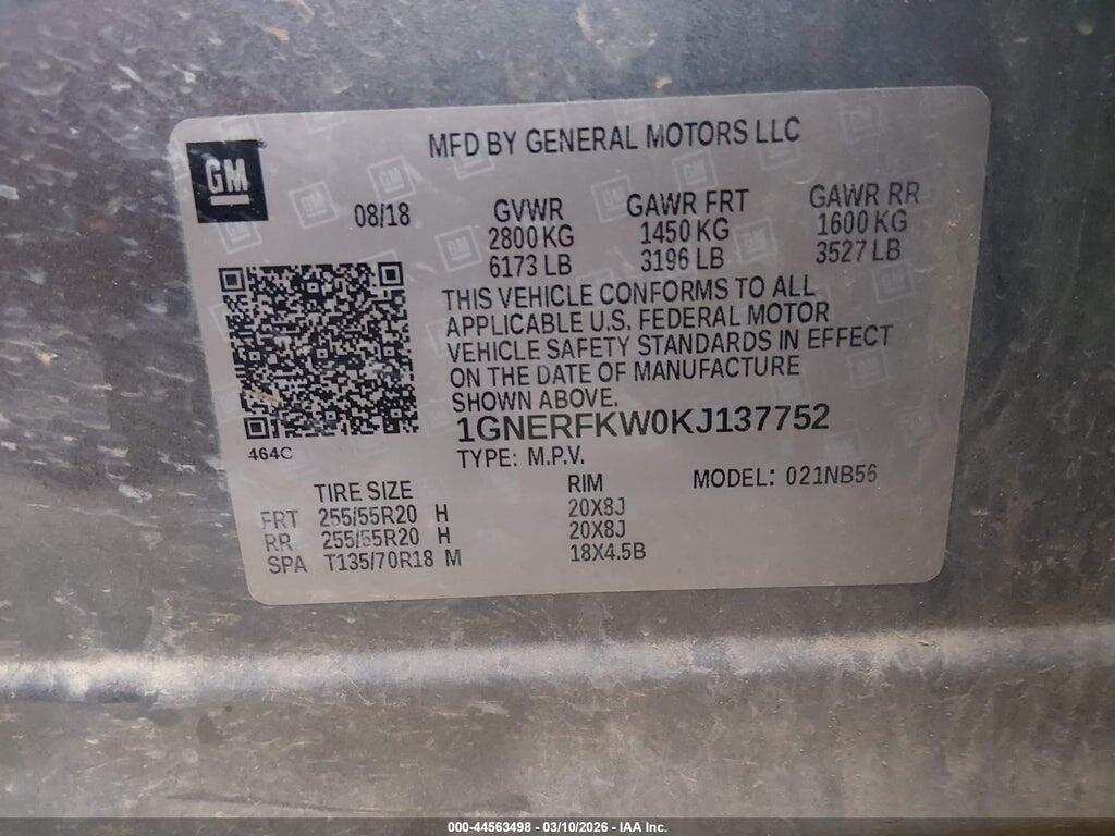1GNERFKW0KJ137752 2019 CHEVROLET TRAVERSE photo no. 9