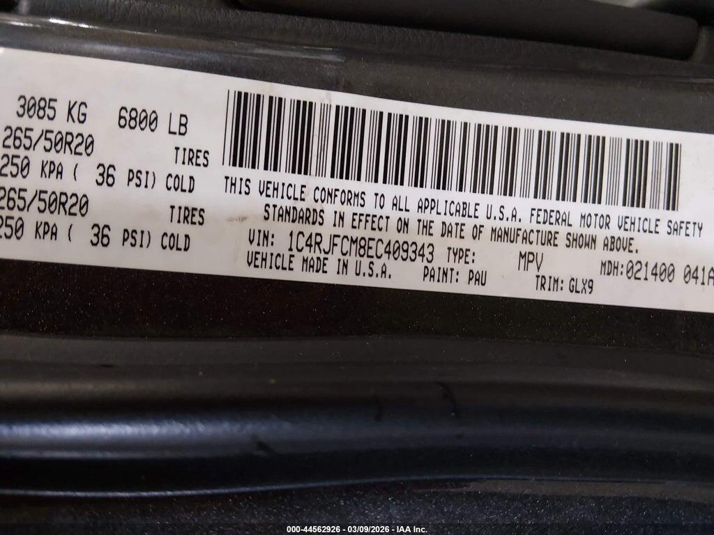 1C4RJFCM8EC409343 2014 JEEP GRAND CHEROKEE photo no. 9