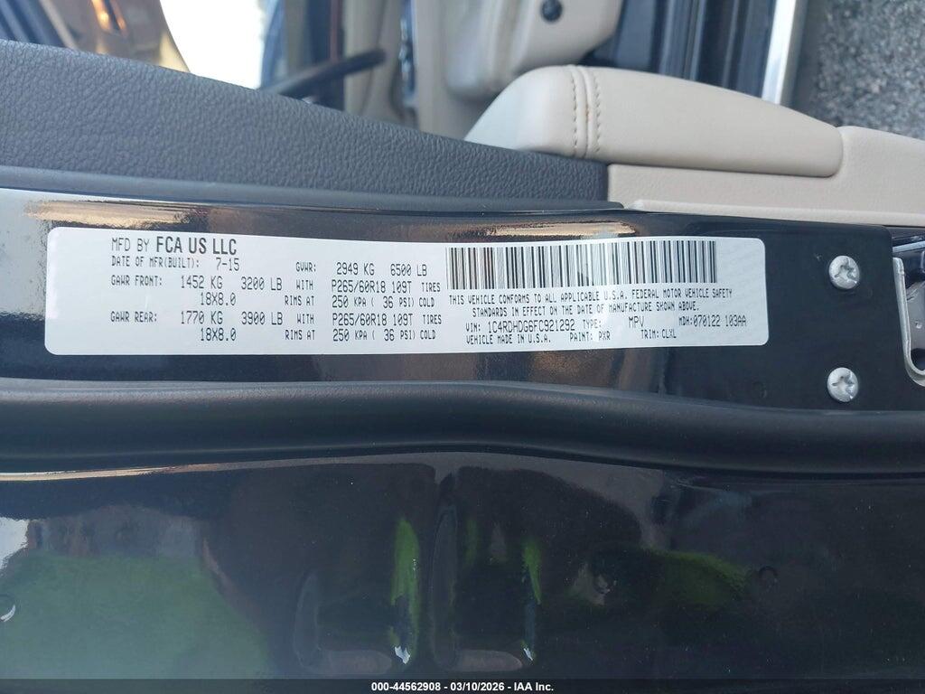 1C4RDHDG6FC921292 2015 DODGE DURANGO photo no. 9