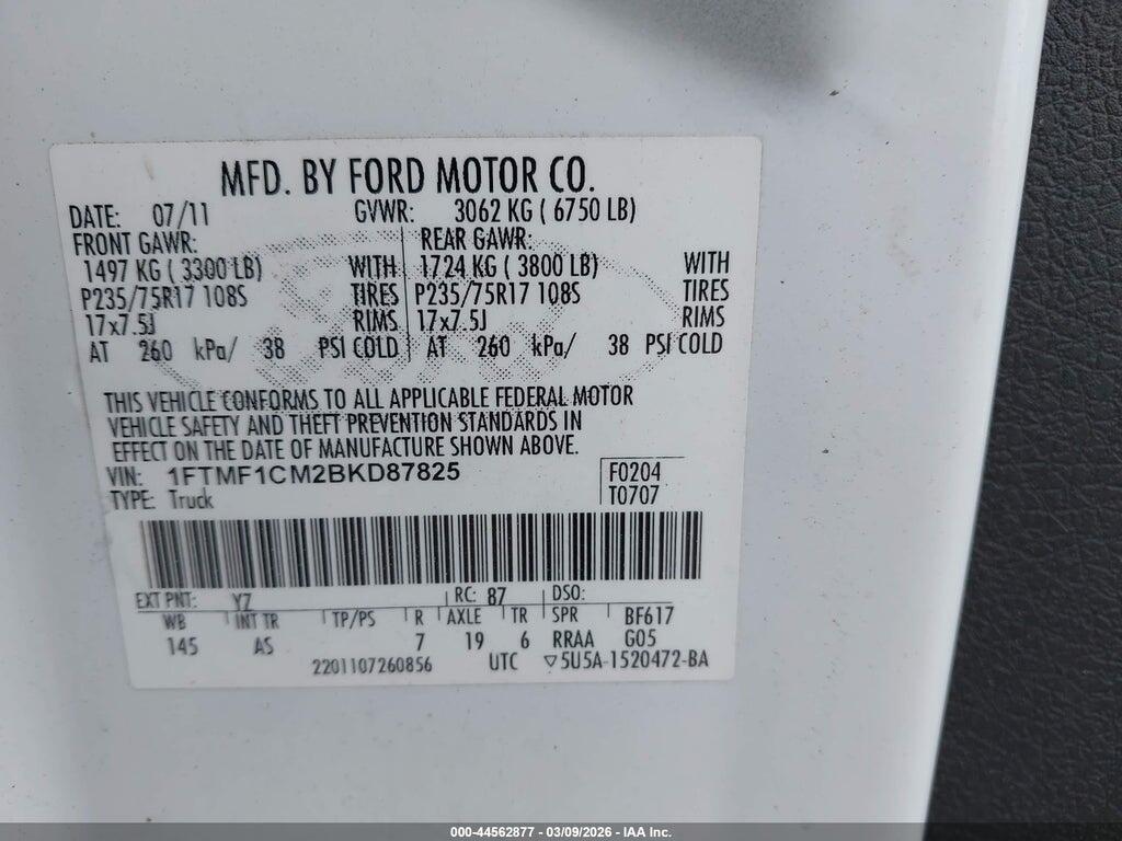 1FTMF1CM2BKD87825 2011 FORD F-150 photo no. 9