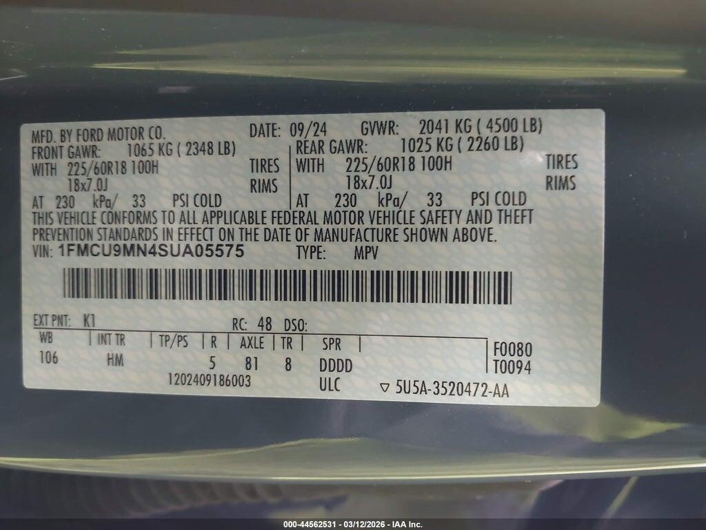 1FMCU9MN4SUA05575 2025 FORD ESCAPE photo no. 9