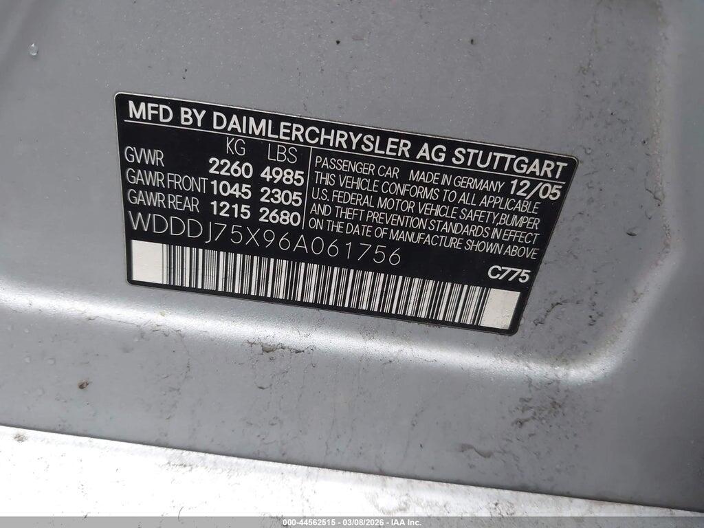 WDDDJ75X96A061756 2006 MERCEDES-BENZ CLS 500 photo no. 9