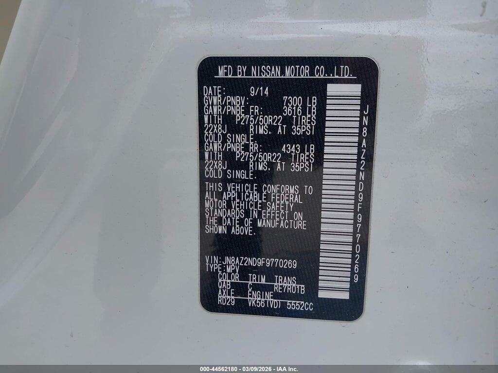 JN8AZ2ND9F9770269 2015 INFINITI QX80 photo no. 9