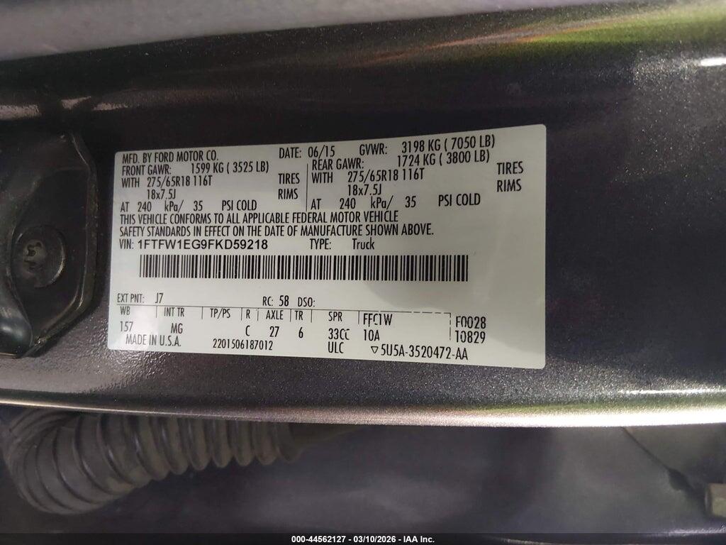 1FTFW1EG9FKD59218 2015 FORD F-150 photo no. 9