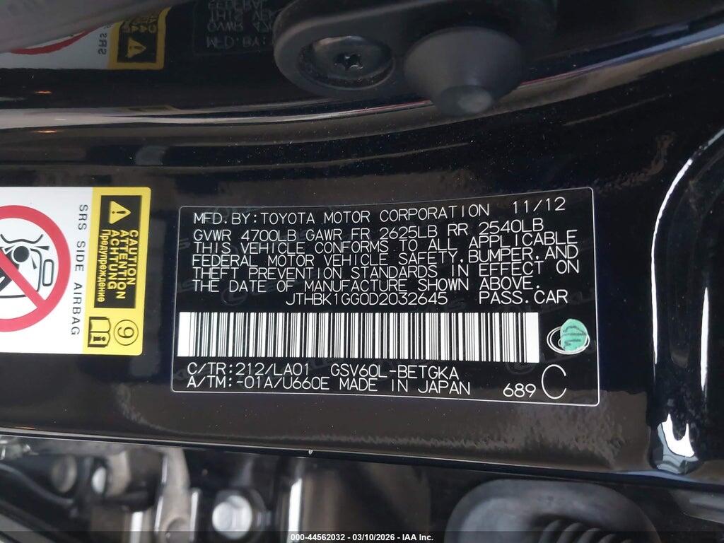 JTHBK1GG0D2032645 2013 LEXUS ES 350 photo no. 9