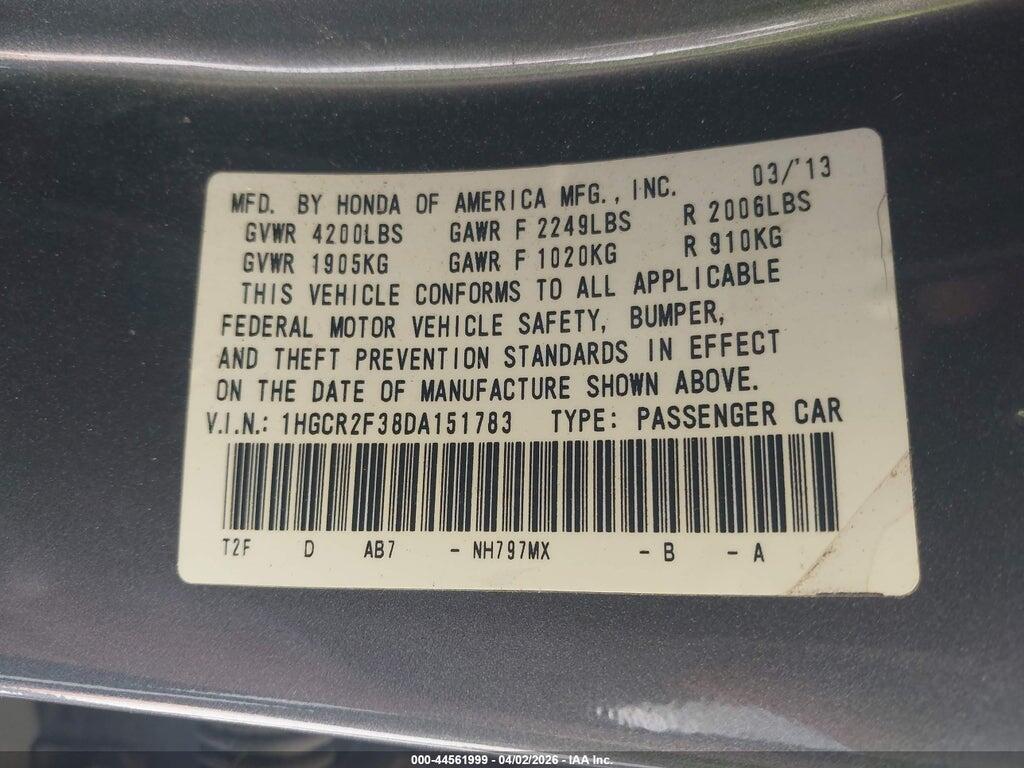 1HGCR2F38DA151783 2013 HONDA ACCORD photo no. 9