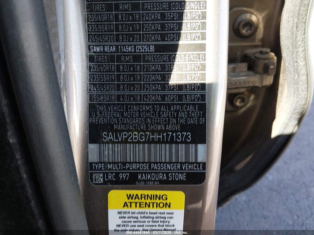 SALVP2BG7HH171373 2017 LAND ROVER RANGE ROVER EVOQUE photo no. 9