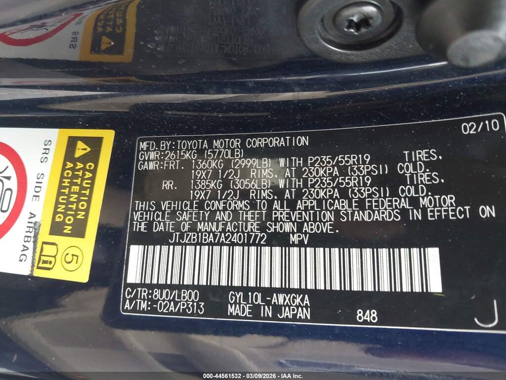 JTJZB1BA7A2401772 2010 LEXUS RX 450H photo no. 9