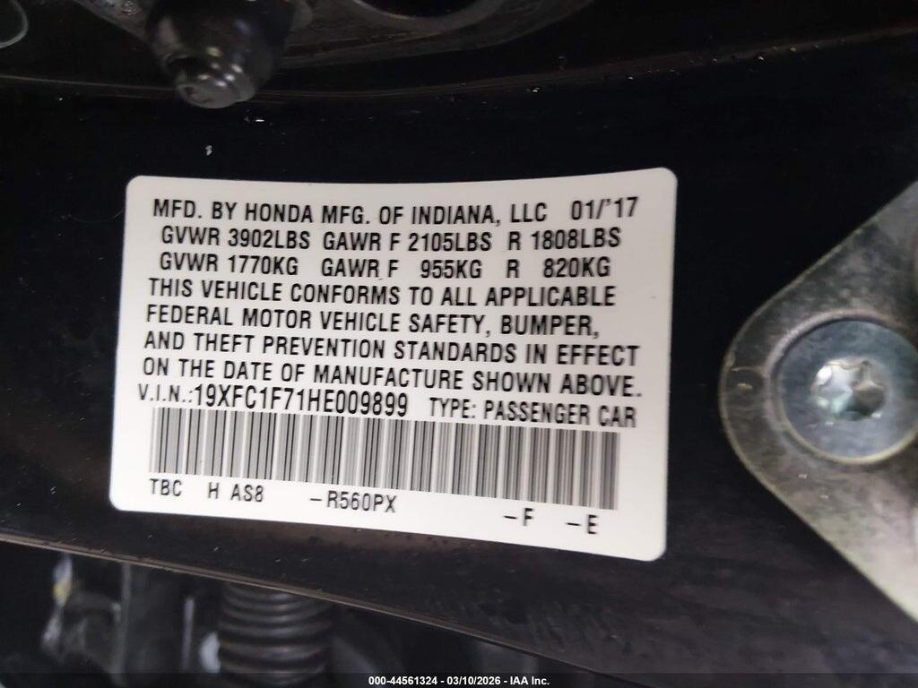 19XFC1F71HE009899 2017 HONDA CIVIC photo no. 9