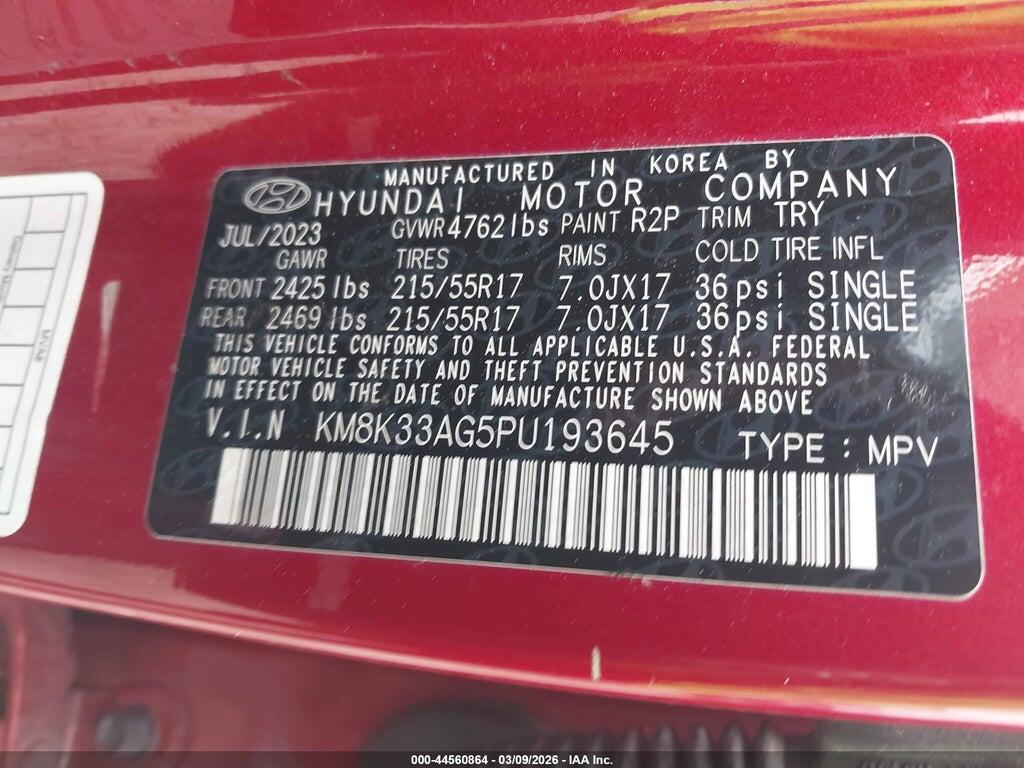 KM8K33AG5PU193645 2023 HYUNDAI KONA ELECTRIC photo no. 9