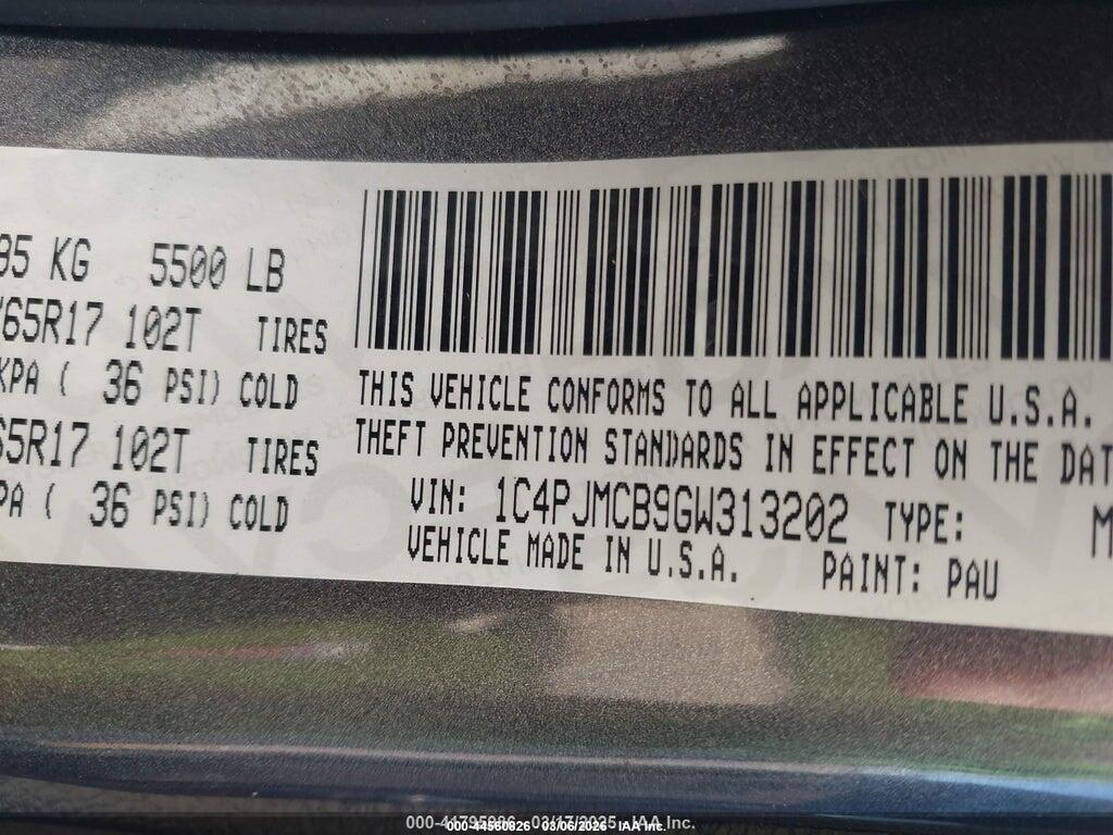 1C4PJMCB9GW313202 2016 JEEP CHEROKEE photo no. 9