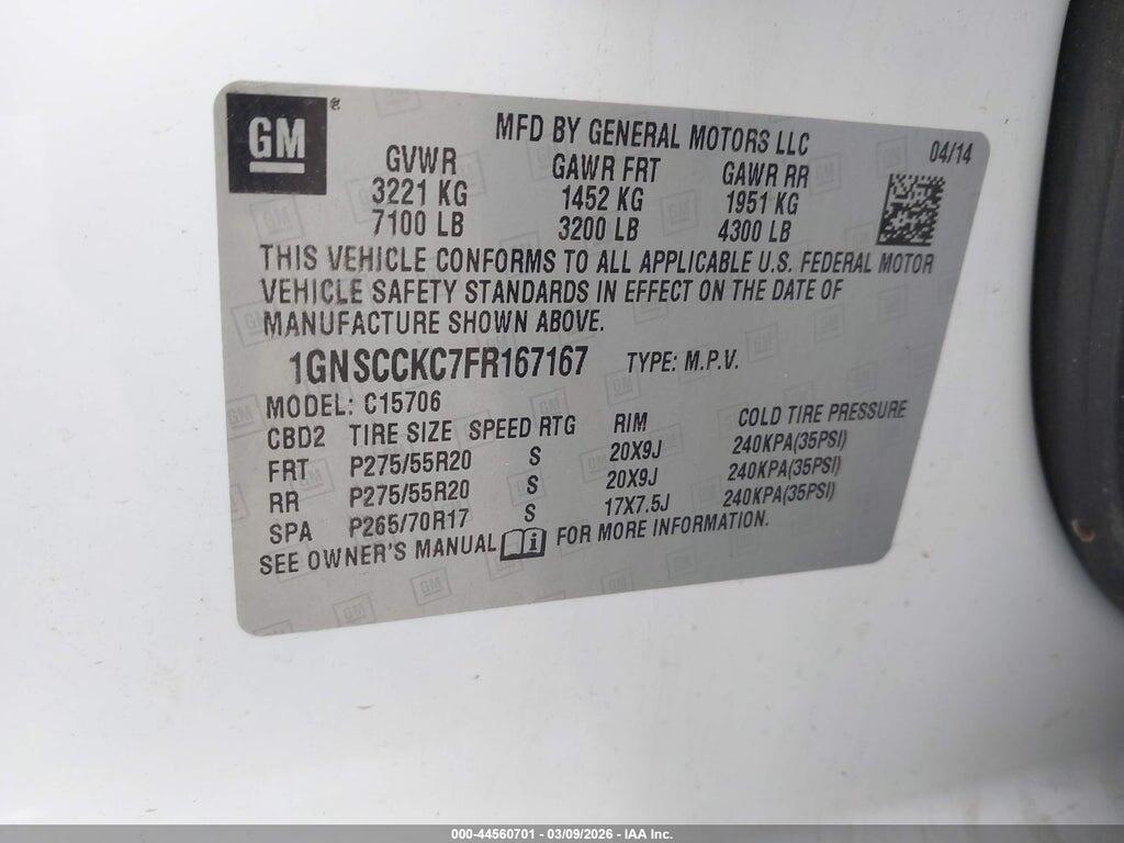 1GNSCCKC7FR167167 2015 CHEVROLET TAHOE photo no. 9