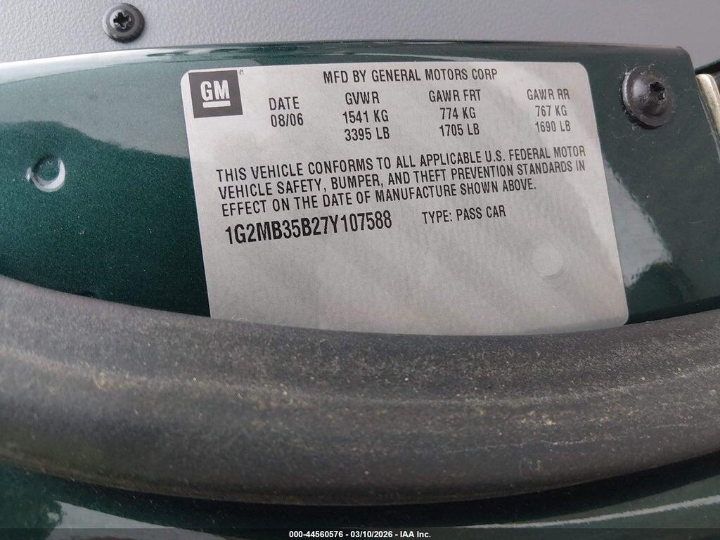 1G2MB35B27Y107588 2007 PONTIAC SOLSTICE photo no. 9