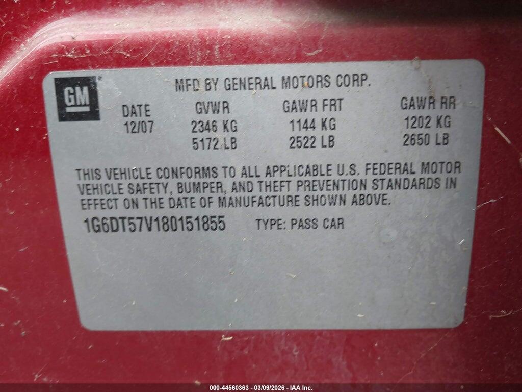 1G6DT57V180151855 2008 CADILLAC CTS photo no. 9