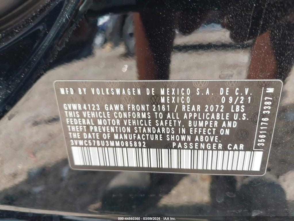 3VWC57BU3MM085892 2021 VOLKSWAGEN JETTA photo no. 9