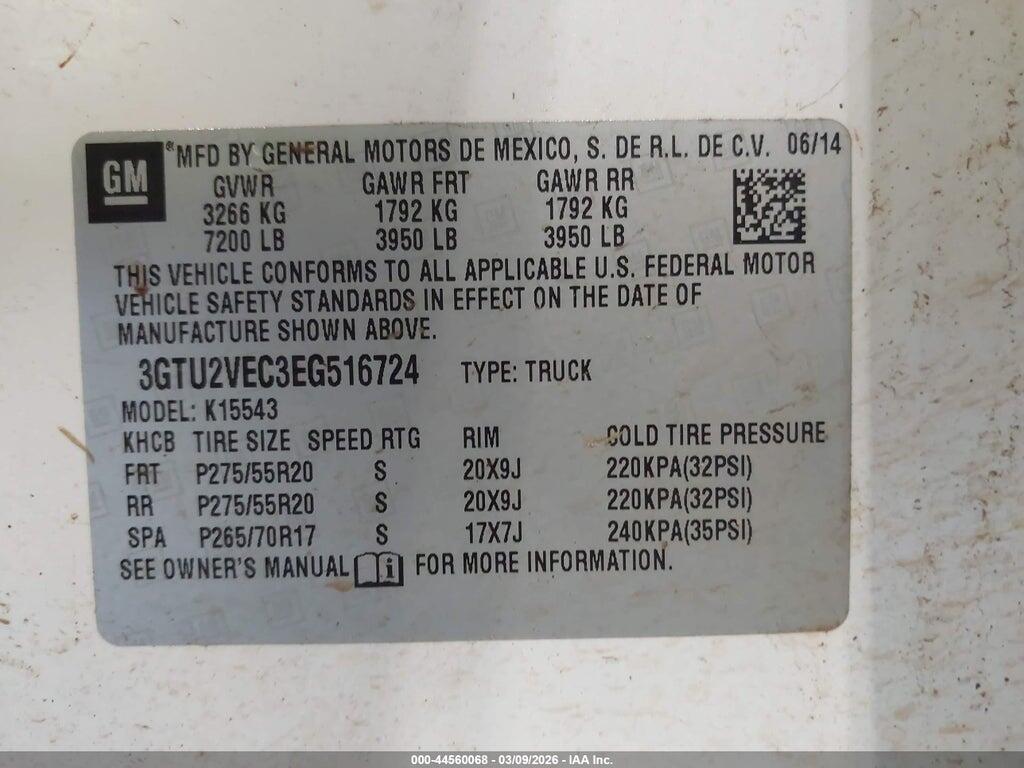 3GTU2VEC3EG516724 2014 GMC SIERRA 1500 photo no. 9