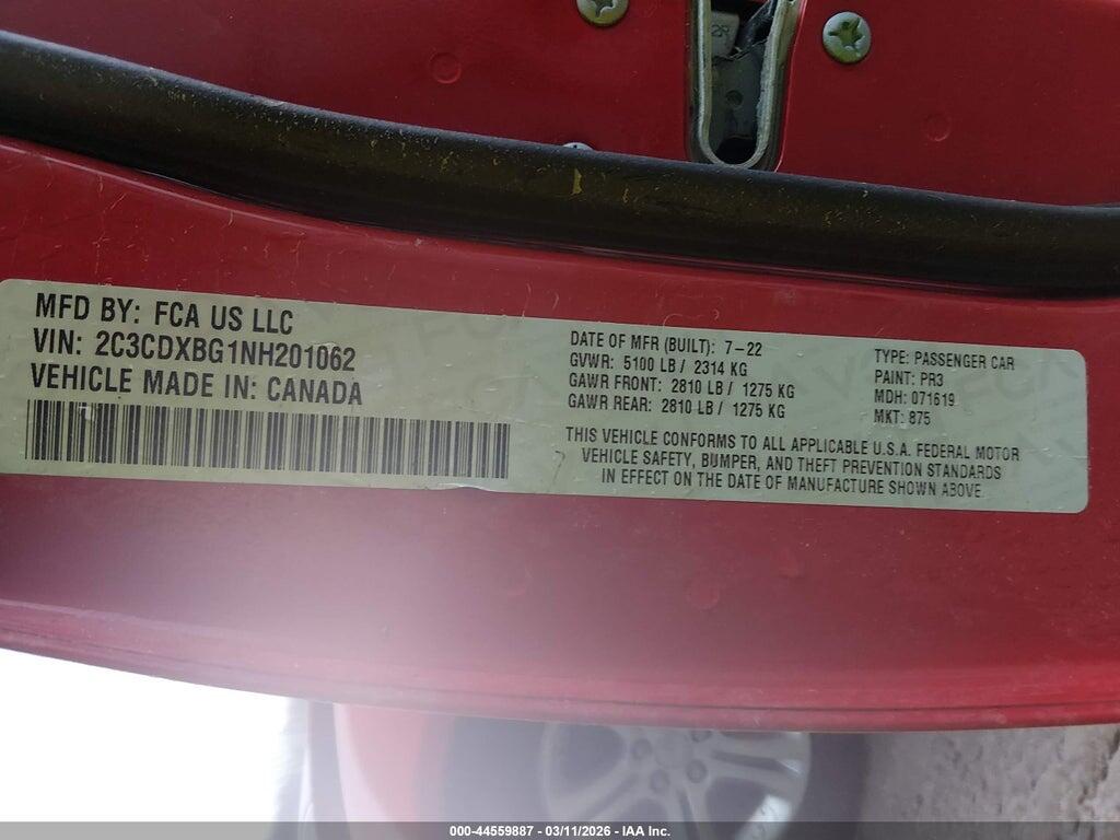 2C3CDXBG1NH201062 2022 DODGE CHARGER photo no. 9