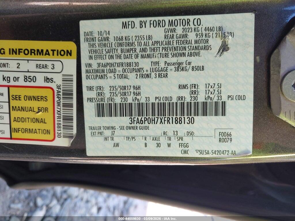 3FA6P0H7XFR188130 2015 FORD FUSION photo no. 9