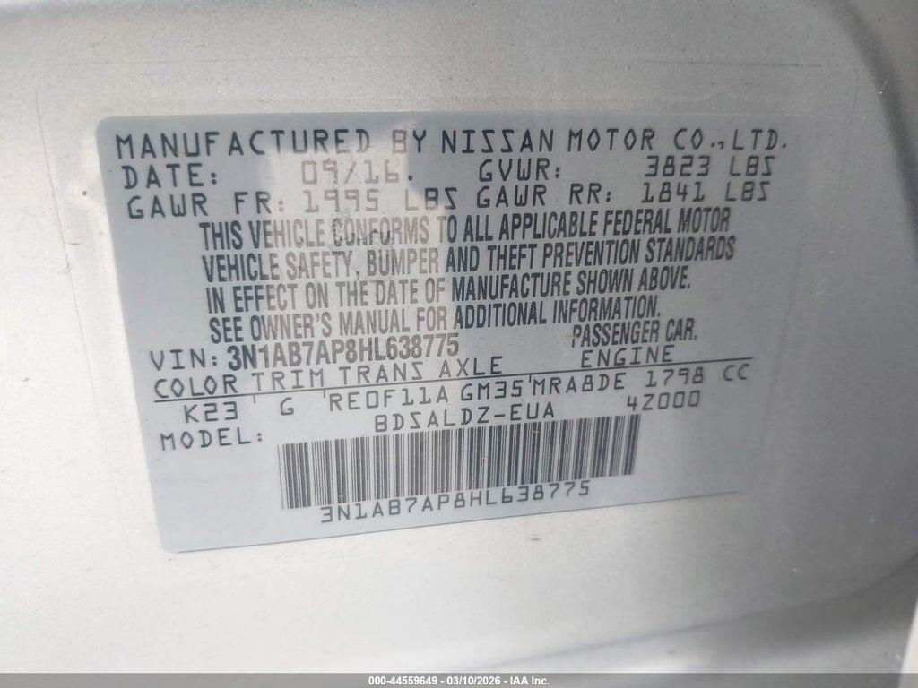 3N1AB7AP8HL638775 2017 NISSAN SENTRA photo no. 9
