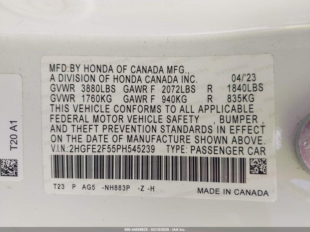 2HGFE2F55PH545239 2023 HONDA CIVIC photo no. 9