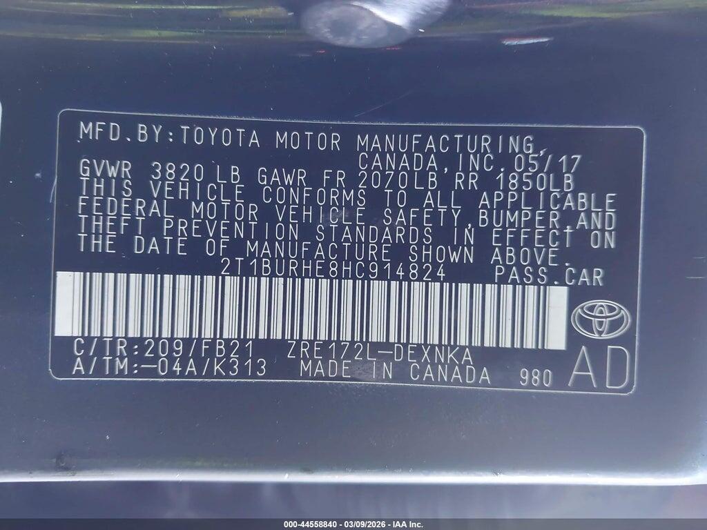 2T1BURHE8HC914824 2017 TOYOTA COROLLA photo no. 9