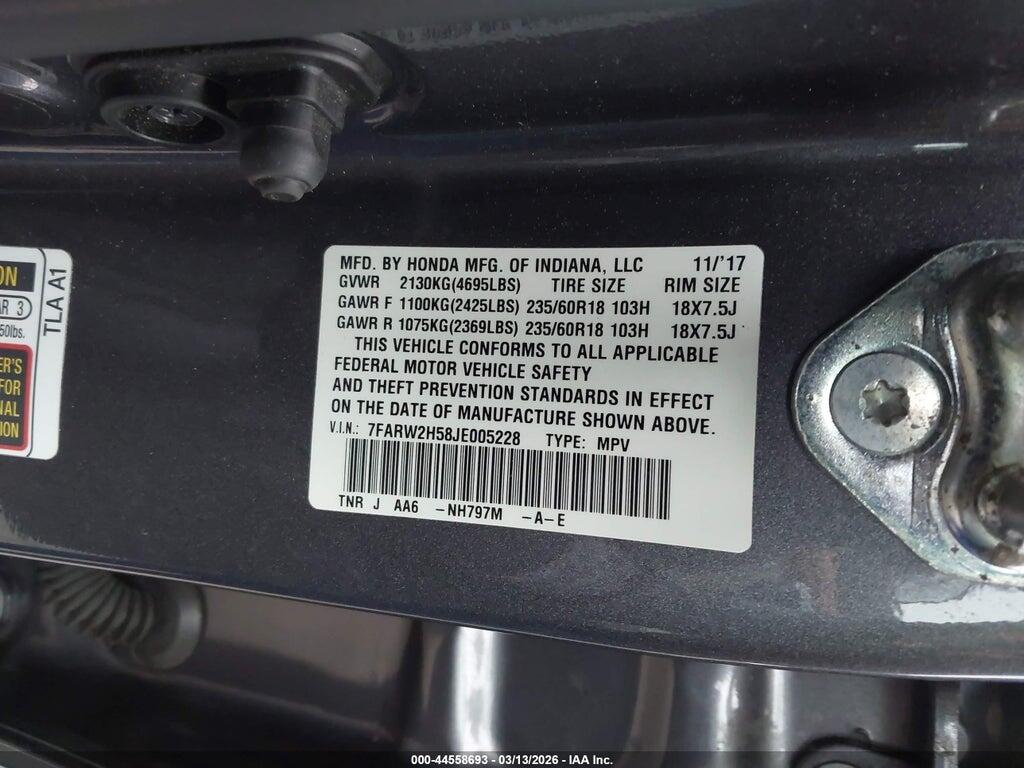 7FARW2H58JE005228 2018 HONDA CR-V photo no. 9