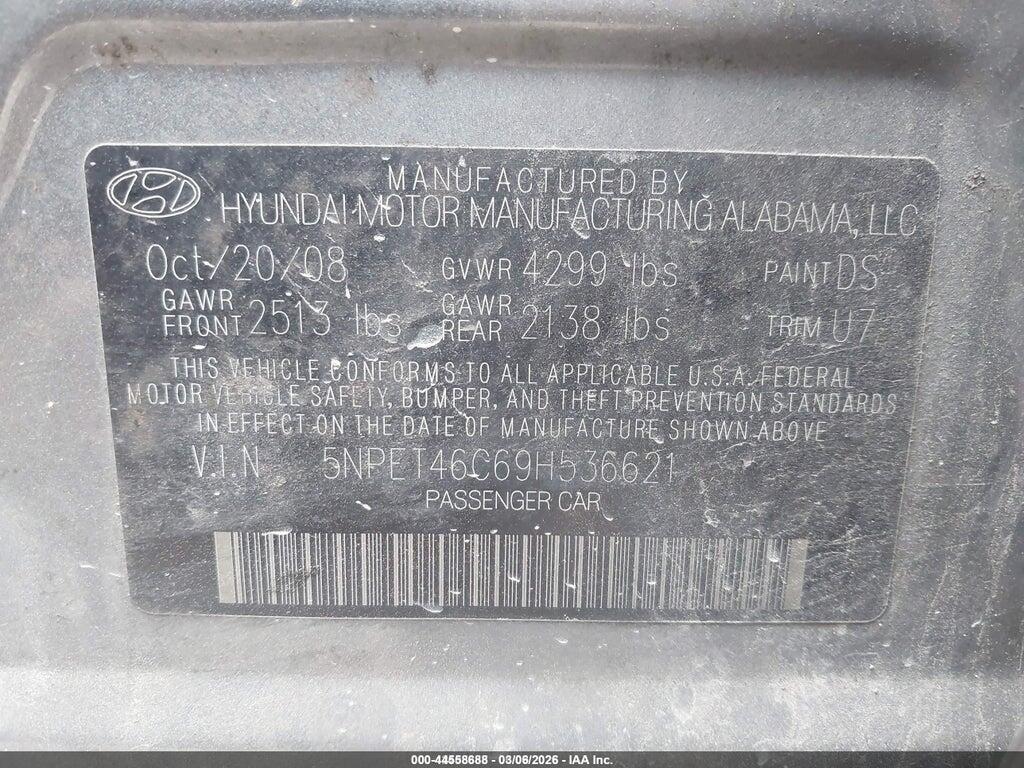 5NPET46C69H536621 2009 HYUNDAI SONATA photo no. 9
