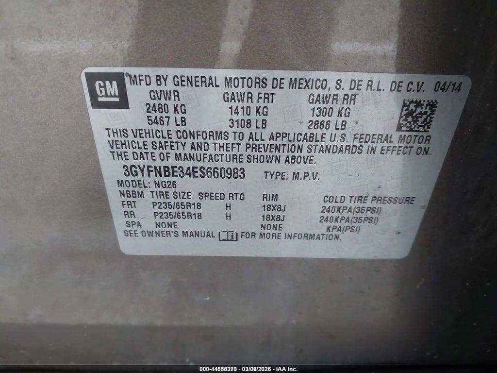 3GYFNBE34ES660983 2014 CADILLAC SRX photo no. 9