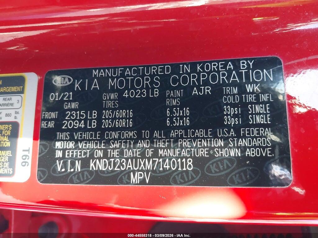 KNDJ23AUXM7140118 2021 KIA SOUL photo no. 9