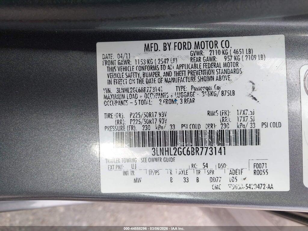 3LNHL2GC6BR773141 2011 LINCOLN MKZ photo no. 9