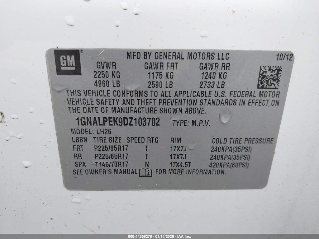 1GNALPEK9DZ103702 2013 CHEVROLET EQUINOX photo no. 9
