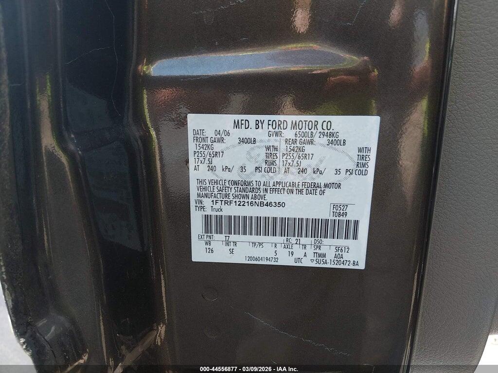 1FTRF12216NB46350 2006 FORD F-150 photo no. 9