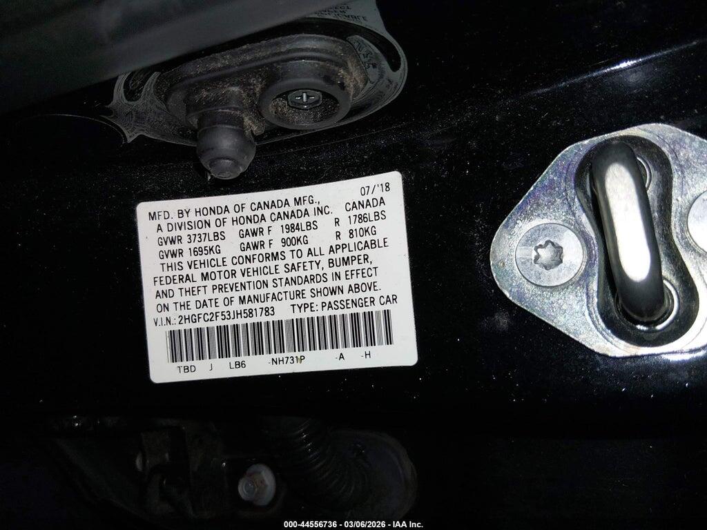 2HGFC2F53JH581783 2018 HONDA CIVIC photo no. 9
