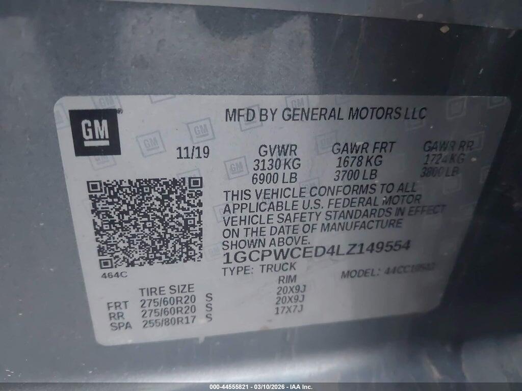 1GCPWCED4LZ149554 2020 CHEVROLET SILVERADO 1500 photo no. 9