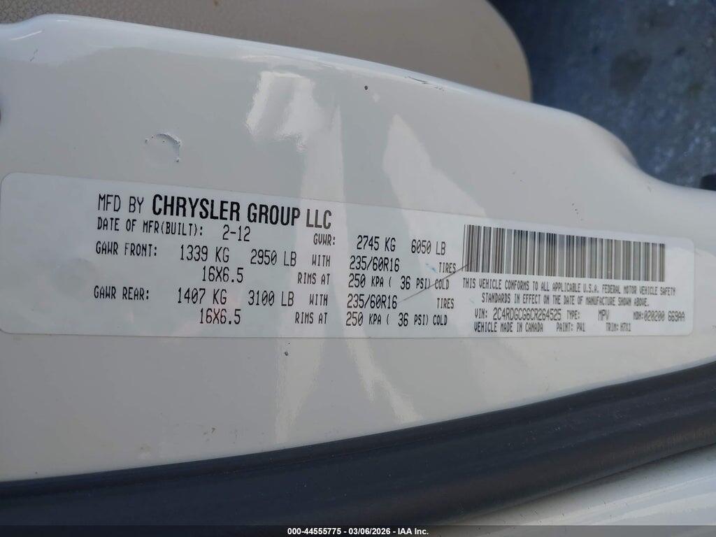 2C4RDGCG6CR264525 2012 DODGE GRAND CARAVAN photo no. 9