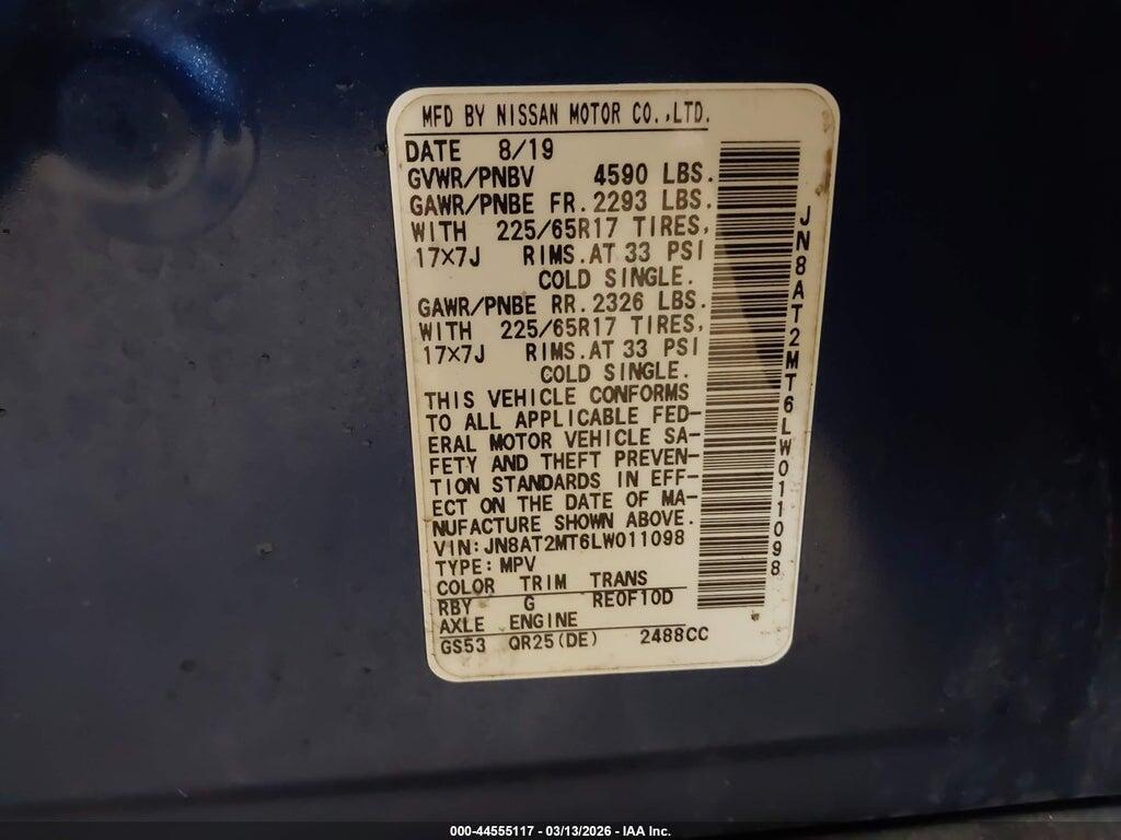 JN8AT2MT6LW011098 2020 NISSAN ROGUE photo no. 9