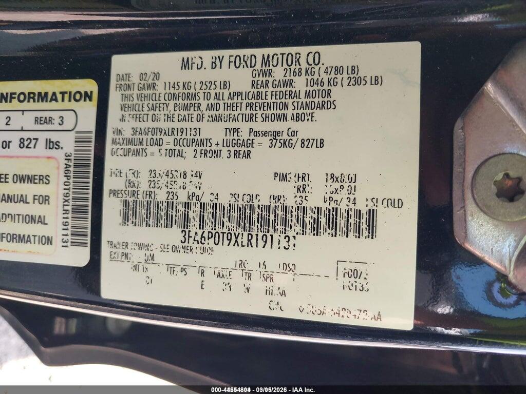 3FA6P0T9XLR191131 2020 FORD FUSION photo no. 9