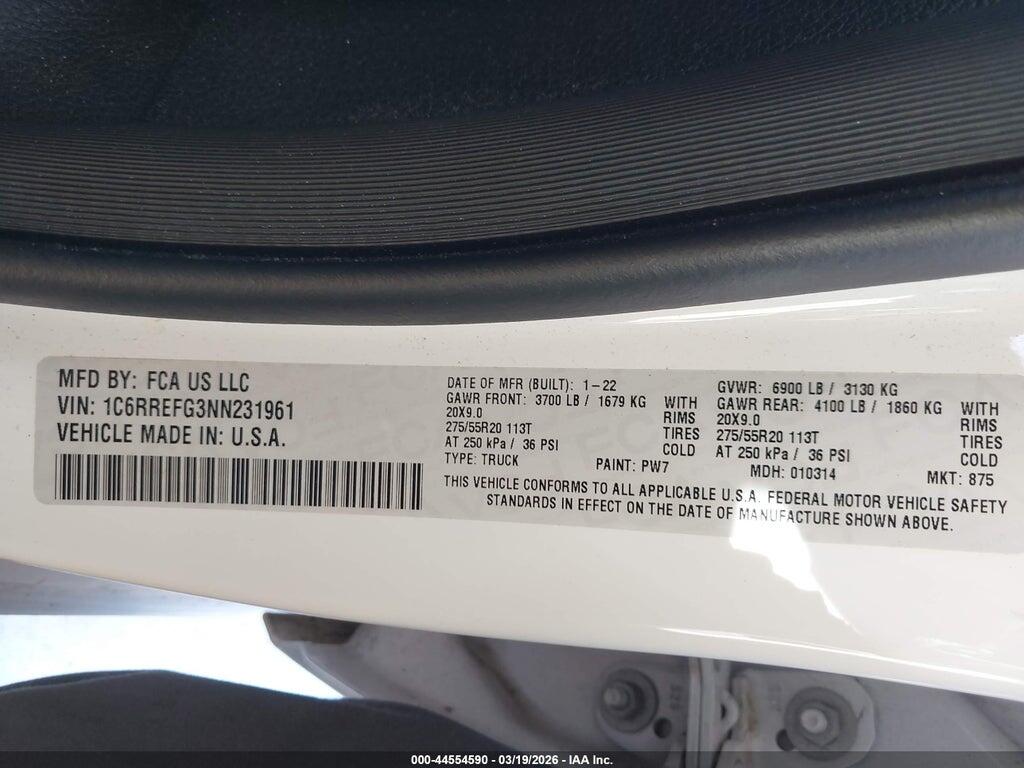 1C6RREFG3NN231961 2022 RAM 1500 photo no. 9