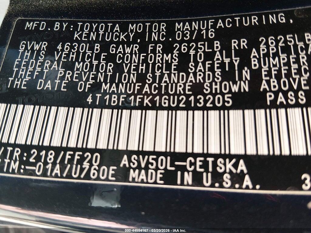 4T1BF1FK1GU213205 2016 TOYOTA CAMRY photo no. 9
