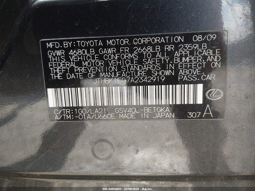 JTHBK1EG7A2342919 2010 LEXUS ES 350 photo no. 9