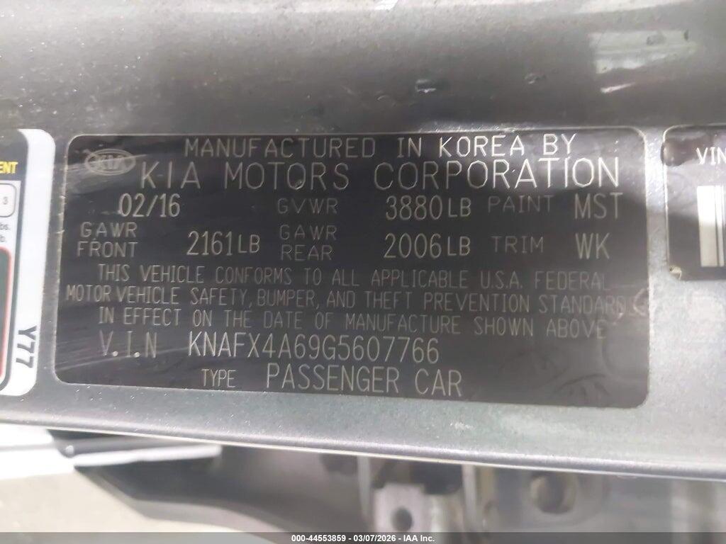 KNAFX4A69G5607766 2016 KIA FORTE photo no. 9
