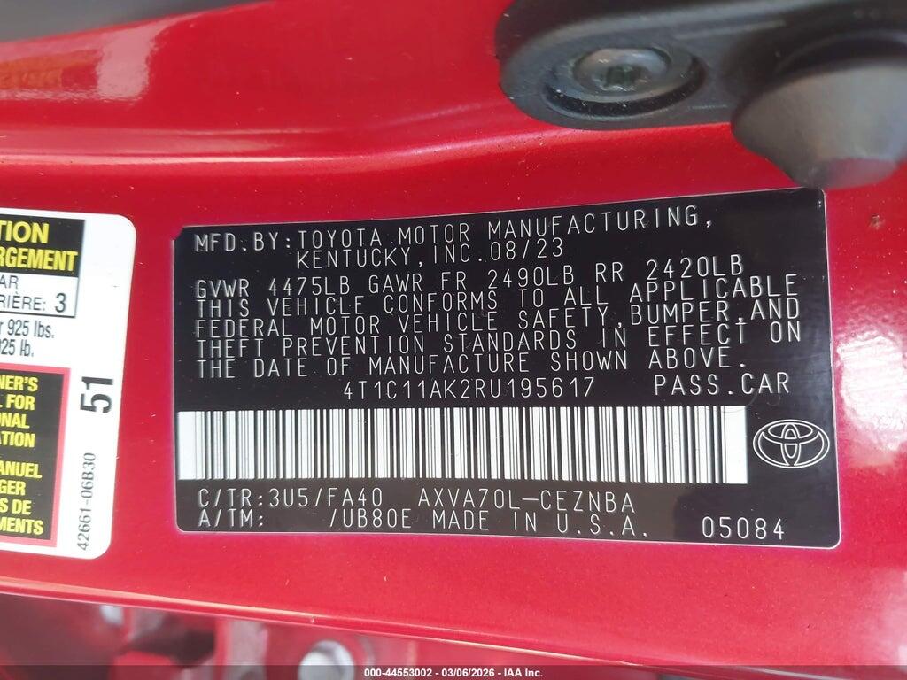 4T1C11AK2RU195617 2024 TOYOTA CAMRY photo no. 9