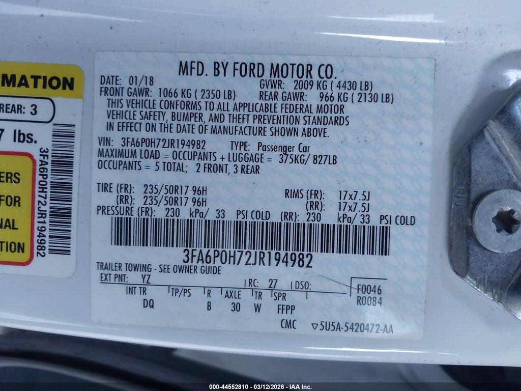 3FA6P0H72JR194982 2018 FORD FUSION photo no. 9
