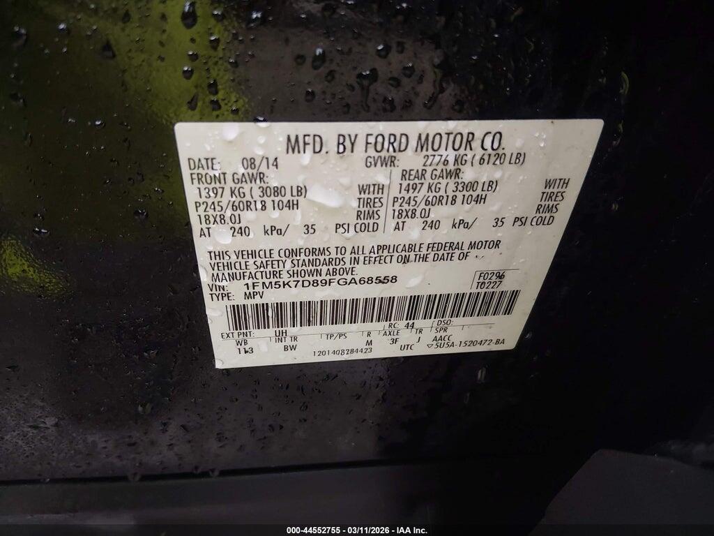 1FM5K7D89FGA68558 2015 FORD EXPLORER photo no. 9