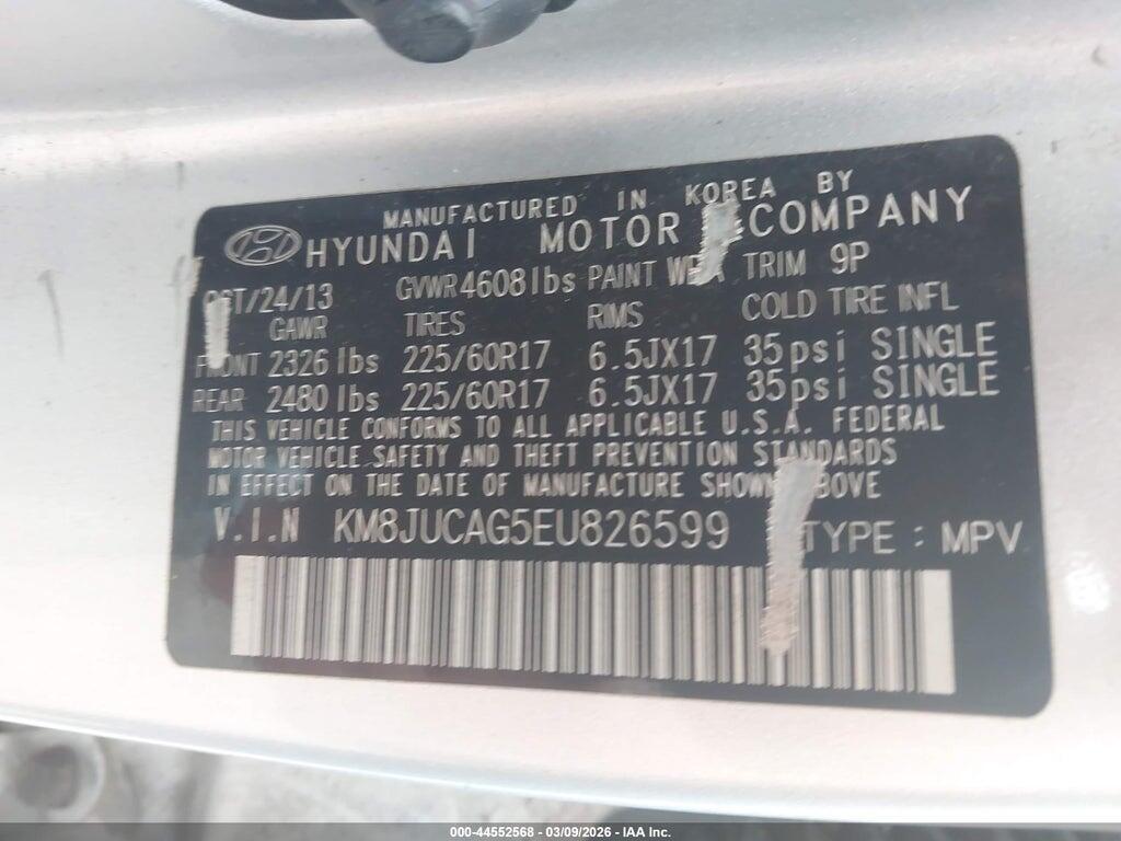 KM8JUCAG5EU826599 2014 HYUNDAI TUCSON photo no. 9