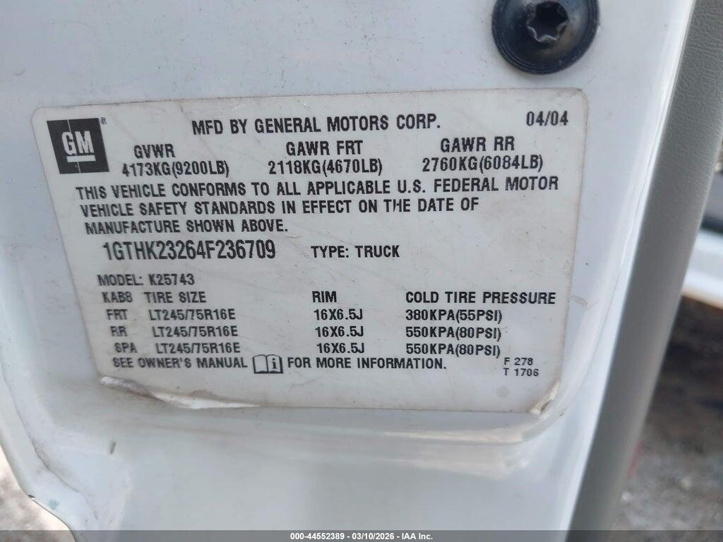 1GTHK23264F236709 2004 GMC SIERRA 2500HD photo no. 9