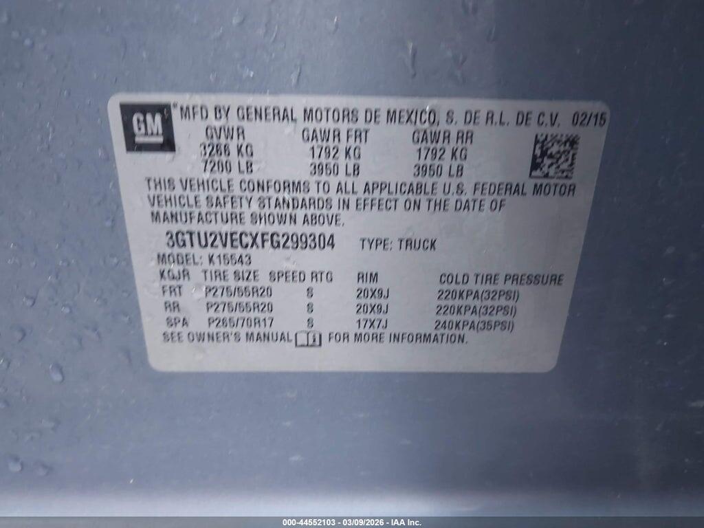 3GTU2VECXFG299304 2015 GMC SIERRA 1500 photo no. 9