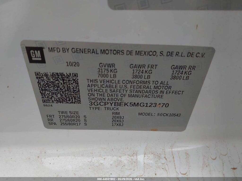 3GCPYBEK5MG123470 2021 CHEVROLET SILVERADO 1500 photo no. 9