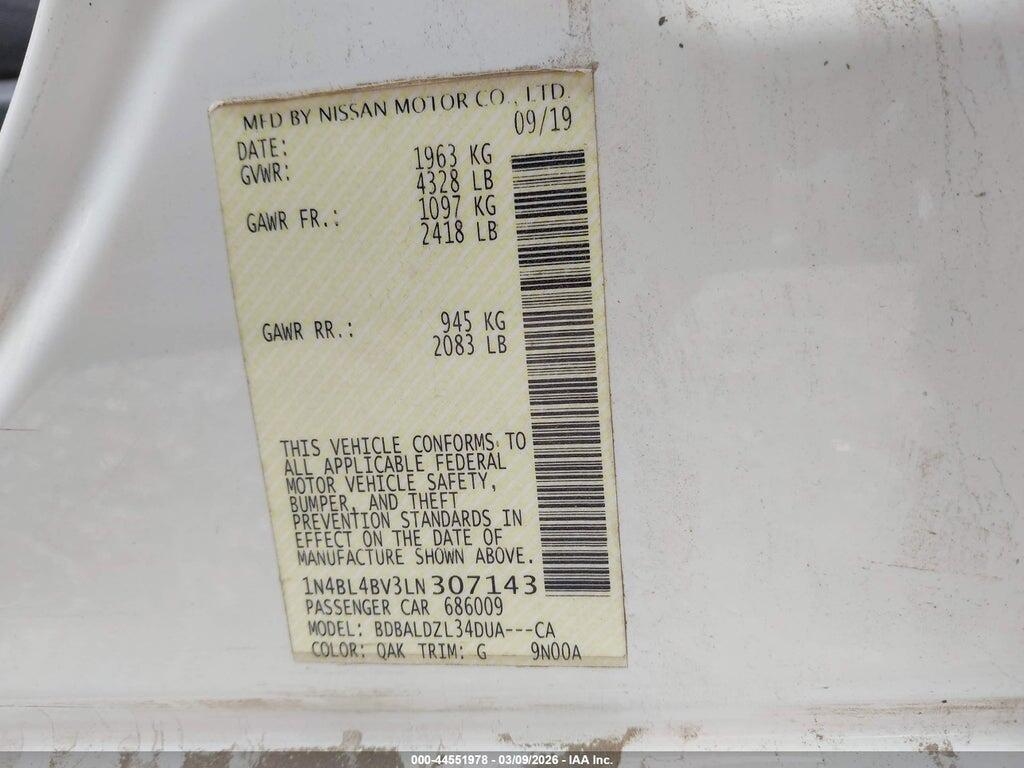 1N4BL4BV3LN307143 2020 NISSAN ALTIMA photo no. 9