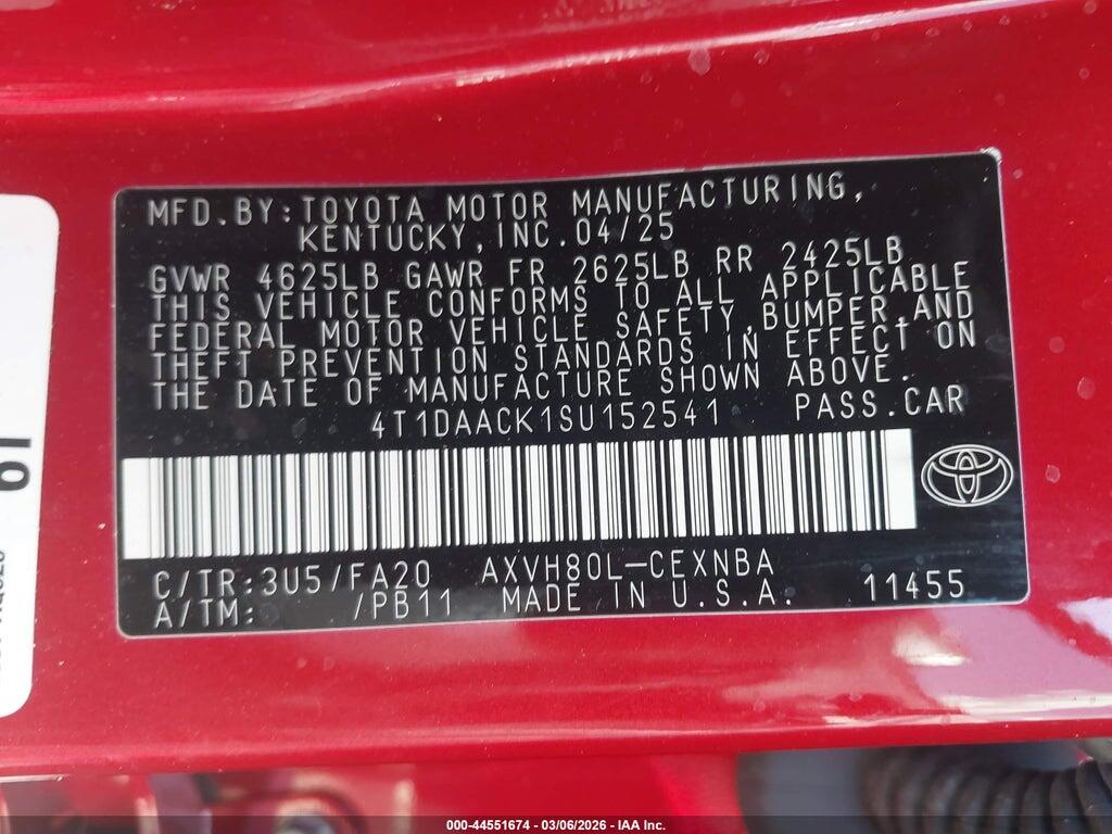 4T1DAACK1SU152541 2025 TOYOTA CAMRY photo no. 9